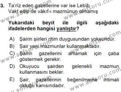 XIX. Yüzyıl Türk Edebiyatı Dersi 2015 - 2016 Yılı (Final) Dönem Sonu Sınavı 3. Soru