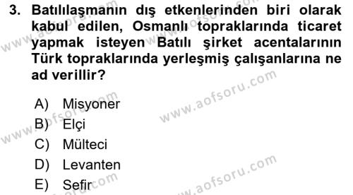 XIX. Yüzyıl Türk Edebiyatı Dersi 2021 - 2022 Yılı Yaz Okulu Sınavı 3. Soru