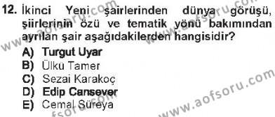Cumhuriyet Dönemi Türk Şiiri Dersi 2012 - 2013 Yılı Tek Ders Sınavı 12. Soru