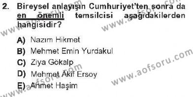 Cumhuriyet Dönemi Türk Şiiri Dersi 2012 - 2013 Yılı Tek Ders Sınavı 2. Soru