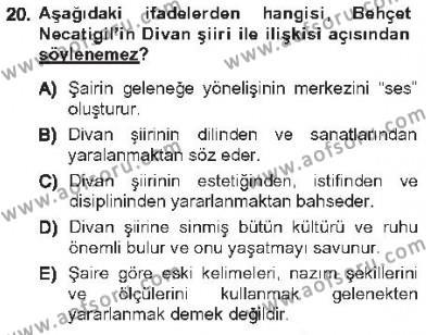 Cumhuriyet Dönemi Türk Şiiri Dersi 2012 - 2013 Yılı Tek Ders Sınavı 20. Soru