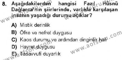 Cumhuriyet Dönemi Türk Şiiri Dersi 2012 - 2013 Yılı Tek Ders Sınavı 8. Soru