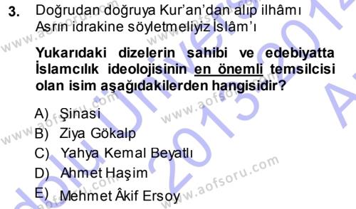 Cumhuriyet Dönemi Türk Şiiri Dersi 2013 - 2014 Yılı (Vize) Ara Sınavı 3. Soru