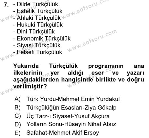 Cumhuriyet Dönemi Türk Şiiri Dersi 2016 - 2017 Yılı (Vize) Ara Sınavı 7. Soru