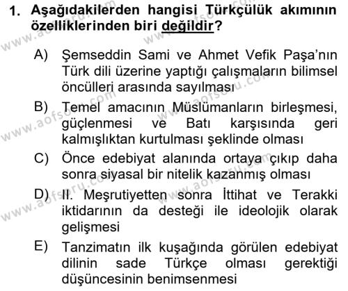 Cumhuriyet Dönemi Türk Şiiri Dersi 2019 - 2020 Yılı (Final) Dönem Sonu Sınavı 1. Soru