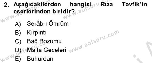 Cumhuriyet Dönemi Türk Şiiri Dersi 2021 - 2022 Yılı (Final) Dönem Sonu Sınavı 2. Soru