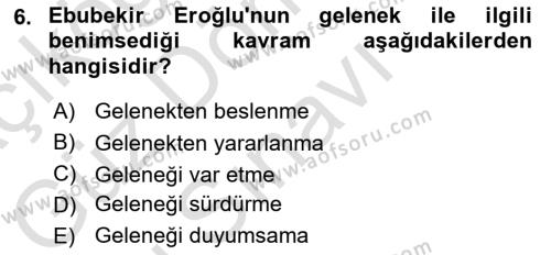 Cumhuriyet Dönemi Türk Şiiri Dersi 2021 - 2022 Yılı (Final) Dönem Sonu Sınavı 6. Soru