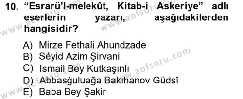 Çağdaş Türk Edebiyatları 1 Dersi 2012 - 2013 Yılı (Vize) Ara Sınavı 10. Soru