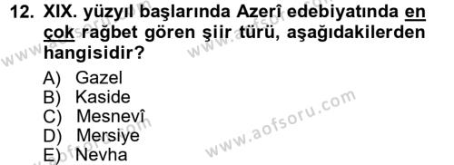 Çağdaş Türk Edebiyatları 1 Dersi 2012 - 2013 Yılı (Vize) Ara Sınavı 12. Soru