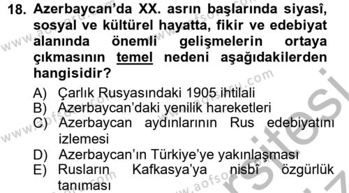 Çağdaş Türk Edebiyatları 1 Dersi 2012 - 2013 Yılı (Vize) Ara Sınavı 18. Soru