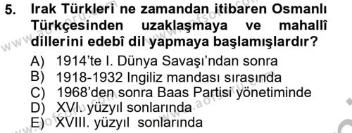 Çağdaş Türk Edebiyatları 1 Dersi 2012 - 2013 Yılı (Vize) Ara Sınavı 5. Soru