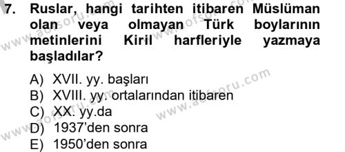 Çağdaş Türk Edebiyatları 1 Dersi 2012 - 2013 Yılı (Vize) Ara Sınavı 7. Soru