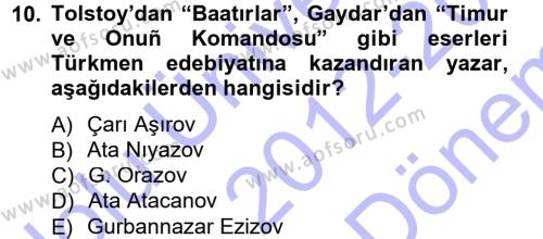 Çağdaş Türk Edebiyatları 1 Dersi 2012 - 2013 Yılı (Final) Dönem Sonu Sınavı 10. Soru