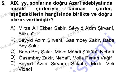 Çağdaş Türk Edebiyatları 1 Dersi 2012 - 2013 Yılı (Final) Dönem Sonu Sınavı 5. Soru