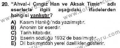 Çağdaş Türk Edebiyatları 1 Dersi 2012 - 2013 Yılı Tek Ders Sınavı 20. Soru