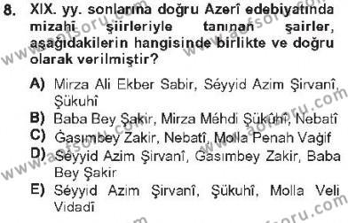 Çağdaş Türk Edebiyatları 1 Dersi 2012 - 2013 Yılı Tek Ders Sınavı 8. Soru