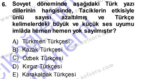 Çağdaş Türk Edebiyatları 1 Dersi 2013 - 2014 Yılı (Vize) Ara Sınavı 6. Soru