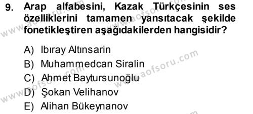 Çağdaş Türk Edebiyatları 1 Dersi 2013 - 2014 Yılı (Vize) Ara Sınavı 9. Soru