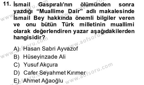 Çağdaş Türk Edebiyatları 1 Dersi 2013 - 2014 Yılı (Final) Dönem Sonu Sınavı 11. Soru