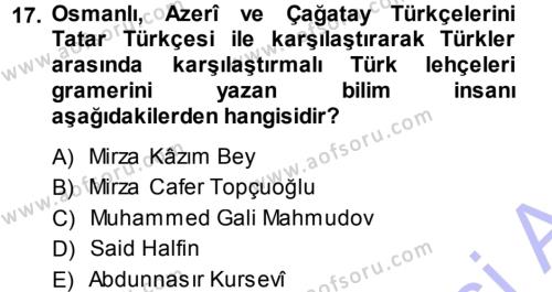 Çağdaş Türk Edebiyatları 1 Dersi 2013 - 2014 Yılı (Final) Dönem Sonu Sınavı 17. Soru