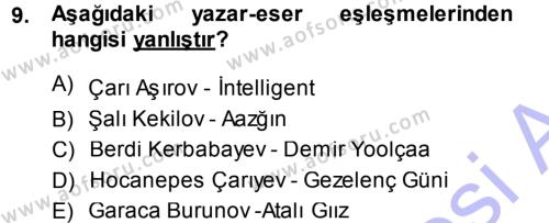 Çağdaş Türk Edebiyatları 1 Dersi 2013 - 2014 Yılı (Final) Dönem Sonu Sınavı 9. Soru