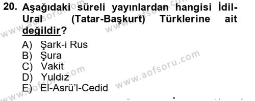 Çağdaş Türk Edebiyatları 1 Dersi 2013 - 2014 Yılı Tek Ders Sınavı 20. Soru