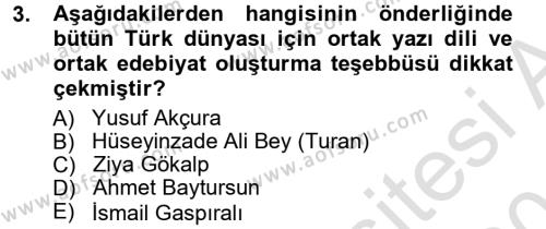 Çağdaş Türk Edebiyatları 1 Dersi 2013 - 2014 Yılı Tek Ders Sınavı 3. Soru