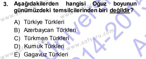 Çağdaş Türk Edebiyatları 1 Dersi 2014 - 2015 Yılı (Vize) Ara Sınavı 3. Soru