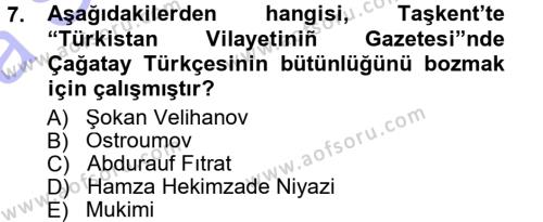 Çağdaş Türk Edebiyatları 1 Dersi 2014 - 2015 Yılı (Vize) Ara Sınavı 7. Soru
