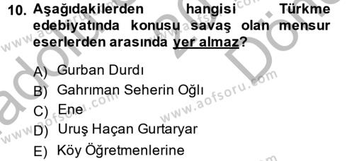 Çağdaş Türk Edebiyatları 1 Dersi 2014 - 2015 Yılı (Final) Dönem Sonu Sınavı 10. Soru