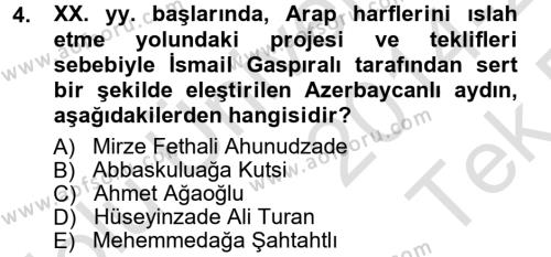 Çağdaş Türk Edebiyatları 1 Dersi 2014 - 2015 Yılı Tek Ders Sınavı 4. Soru