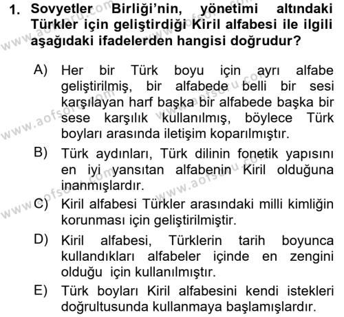 Çağdaş Türk Edebiyatları 1 Dersi 2015 - 2016 Yılı (Final) Dönem Sonu Sınavı 1. Soru