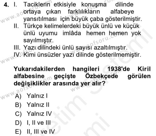 Çağdaş Türk Edebiyatları 1 Dersi 2018 - 2019 Yılı (Vize) Ara Sınavı 4. Soru