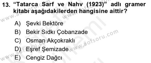 Çağdaş Türk Edebiyatları 1 Dersi 2018 - 2019 Yılı (Final) Dönem Sonu Sınavı 13. Soru