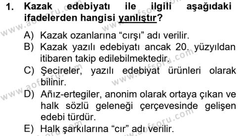 Çağdaş Türk Edebiyatları 2 Dersi 2012 - 2013 Yılı (Vize) Ara Sınavı 1. Soru