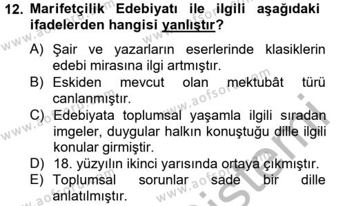 Çağdaş Türk Edebiyatları 2 Dersi 2012 - 2013 Yılı (Vize) Ara Sınavı 12. Soru