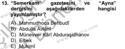 Çağdaş Türk Edebiyatları 2 Dersi 2012 - 2013 Yılı (Vize) Ara Sınavı 13. Soru