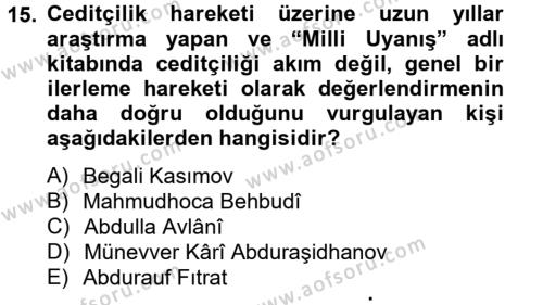 Çağdaş Türk Edebiyatları 2 Dersi 2012 - 2013 Yılı (Vize) Ara Sınavı 15. Soru