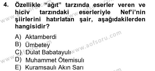 Çağdaş Türk Edebiyatları 2 Dersi 2012 - 2013 Yılı (Vize) Ara Sınavı 4. Soru