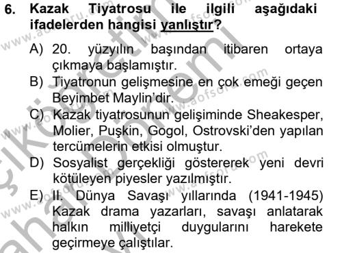 Çağdaş Türk Edebiyatları 2 Dersi 2012 - 2013 Yılı (Vize) Ara Sınavı 6. Soru
