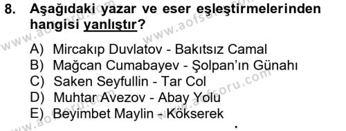 Çağdaş Türk Edebiyatları 2 Dersi 2012 - 2013 Yılı (Vize) Ara Sınavı 8. Soru
