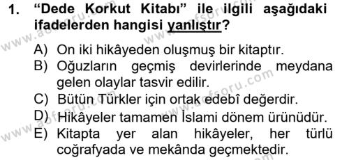 Çağdaş Türk Edebiyatları 2 Dersi 2012 - 2013 Yılı (Final) Dönem Sonu Sınavı 1. Soru
