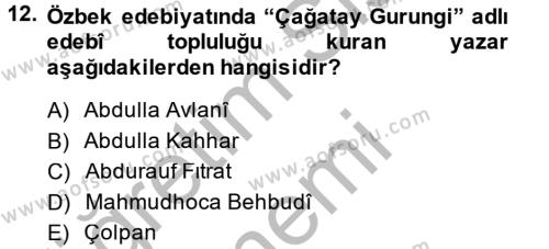Çağdaş Türk Edebiyatları 2 Dersi 2013 - 2014 Yılı (Vize) Ara Sınavı 12. Soru