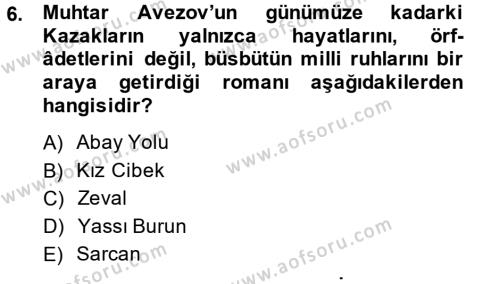 Çağdaş Türk Edebiyatları 2 Dersi 2013 - 2014 Yılı (Vize) Ara Sınavı 6. Soru