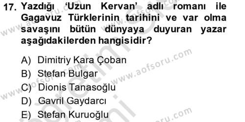 Çağdaş Türk Edebiyatları 2 Dersi 2013 - 2014 Yılı Tek Ders Sınavı 17. Soru