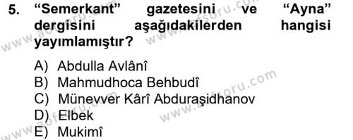 Çağdaş Türk Edebiyatları 2 Dersi 2013 - 2014 Yılı Tek Ders Sınavı 5. Soru