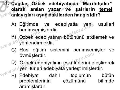 Çağdaş Türk Edebiyatları 2 Dersi 2014 - 2015 Yılı (Vize) Ara Sınavı 11. Soru