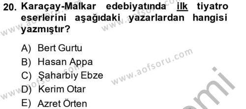 Çağdaş Türk Edebiyatları 2 Dersi 2014 - 2015 Yılı (Final) Dönem Sonu Sınavı 20. Soru