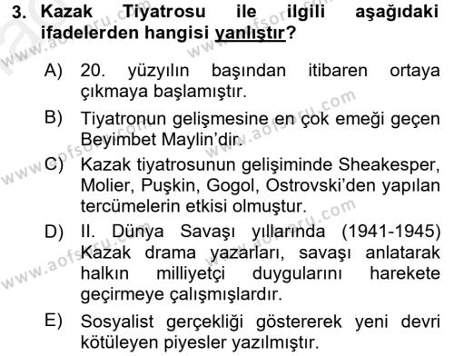 Çağdaş Türk Edebiyatları 2 Dersi 2015 - 2016 Yılı (Vize) Ara Sınavı 3. Soru