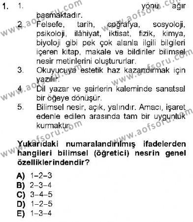 Cumhuriyet Dönemi Türk Nesri Dersi 2012 - 2013 Yılı (Final) Dönem Sonu Sınavı 1. Soru